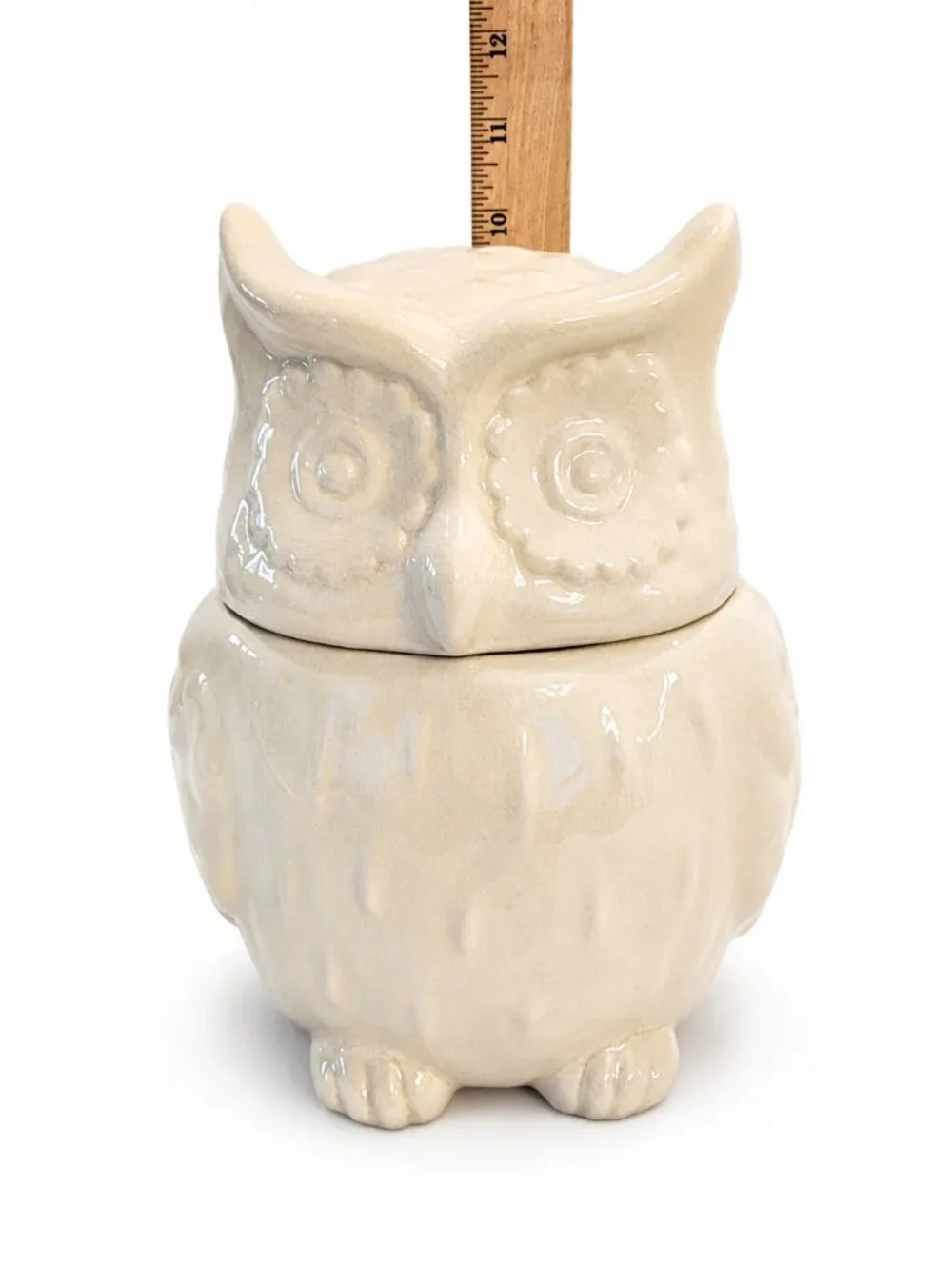 Threshold Owl Cookie Jar Cream Crackle Glaze Stoneware Ceramic Owl Canister